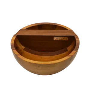 VONbLÜTE The Bowl – Luxuriöse Mischeschale aus Holz mit ergonomischer Mischfläche & Zubehörfach.“