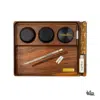 Chill One Luxury Set – Draufsicht auf das Rolling Tray mit edler Holzmaserung und Premium-Zubehör
