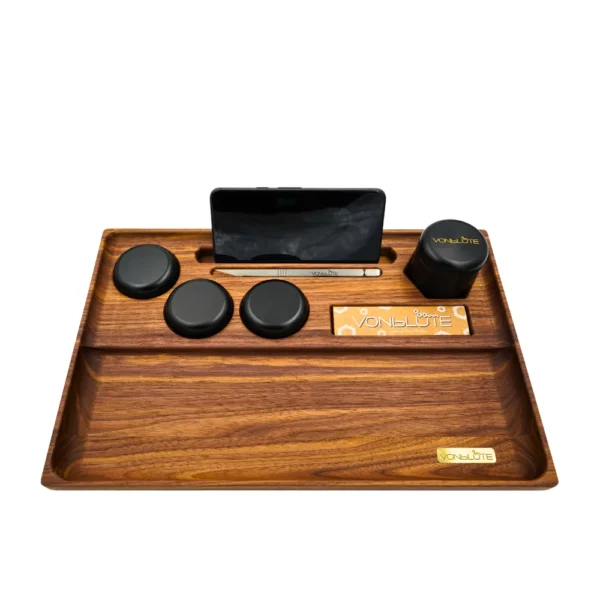 Rolling Tray Dab ’n Roll® Luxury Set frontal – Komplettansicht mit sichtbarer Luxury-Ausstattung