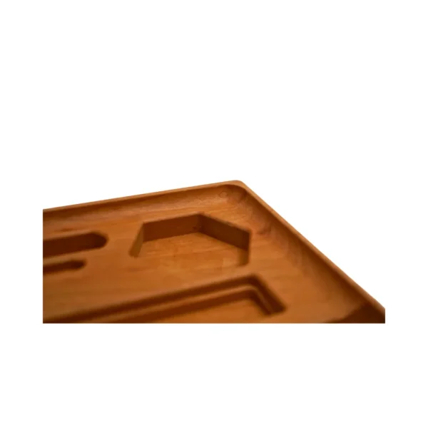 Rolling Tray Dab ’n Roll® Premium Set – rechte Seitenansicht mit Fokus auf die Zubehörfächer