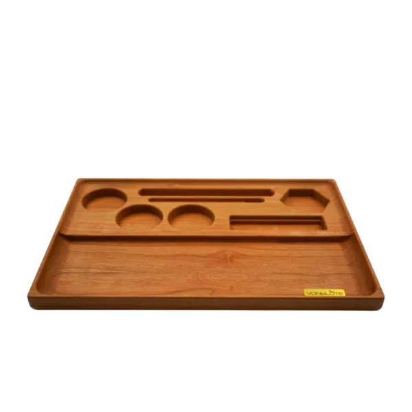 Rolling Tray Dab ’n Roll® Premium Set leer – Frontalansicht mit Messinglogo auf weißem Hintergrund
