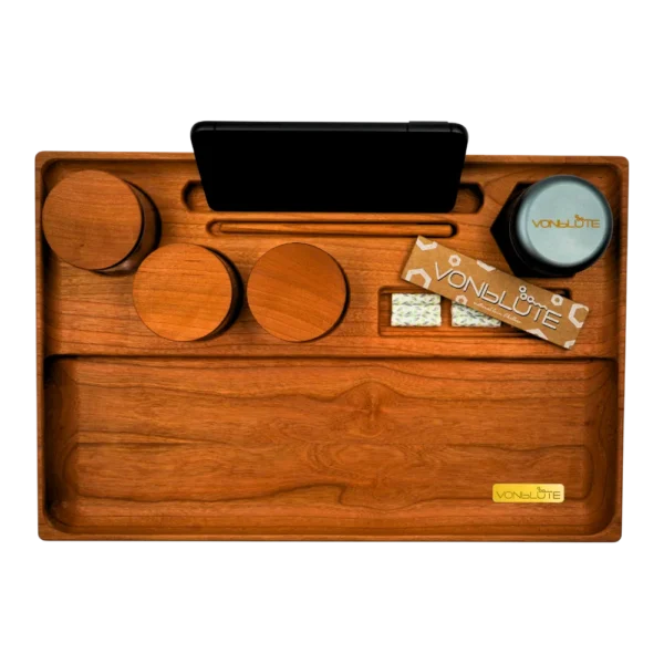 Rolling Tray Dab ’n Roll® Premium Set. Draufsicht mit erweiterter Ausstattung.