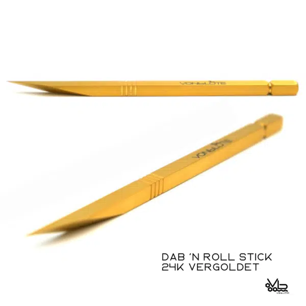 Detailaufnahme des vergoldeten Edelstahlt-Tools im Dab ’n Roll® Signature Set
