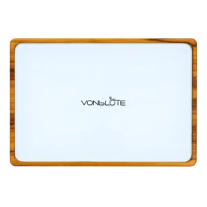 Rolling Tray Float Weiß by VONbLÜTE® aus Holz – Draufsicht mit weißer Glasfläche, freigestellt von oben