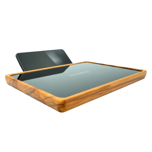 Rolling Tray Float Black by VONbLÜTE® Beschreibung mit Handy Adapter Waagerecht von links