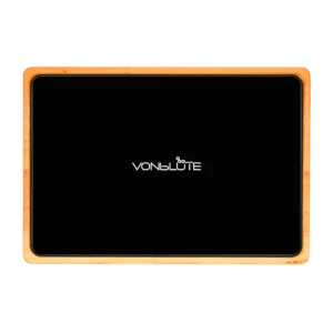 Rolling Tray Float Red Tone Black by VONbLUETE von Oben Glaseinsatz in schwarz, rötlicher Nussbaumrahmen