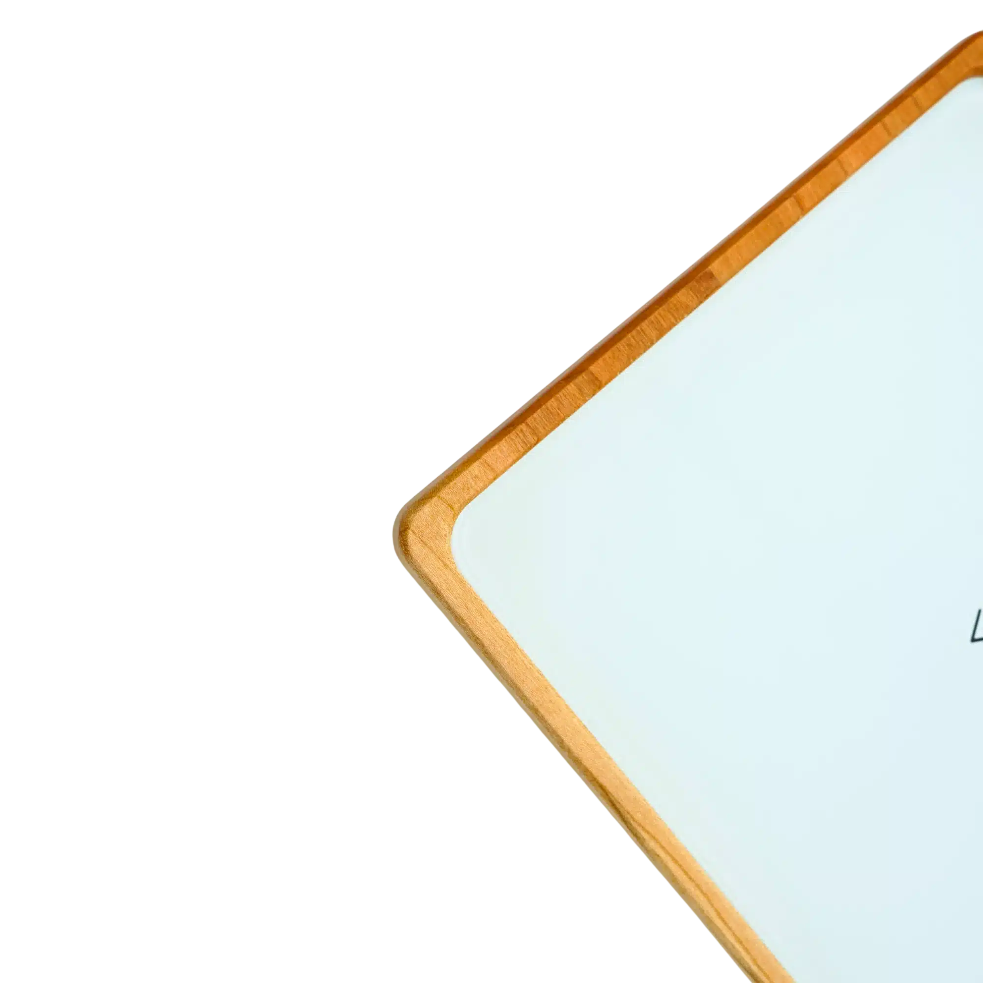 Rolling Tray Float Red Tone Weiß by VONbLÜTE® Der Detailierte Nussholzrahmen lässt die weisse Glasscheibe besonders schön zur Geltung kommen. Detail