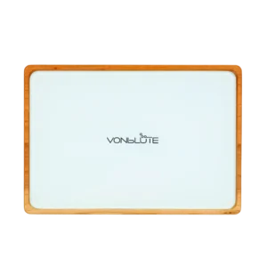 Rolling Tray Float Red Tone Weiß by VONbLÜTE® aus Holz – Draufsicht mit weißer Glasfläche, freigestellt von oben