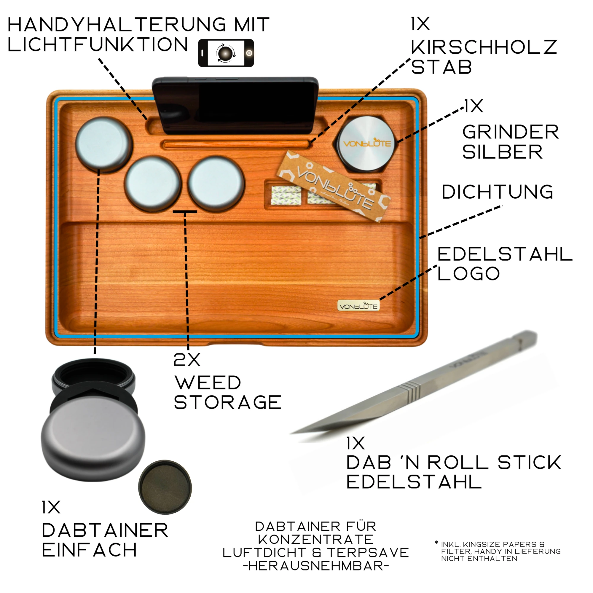 Rolling Tray Dab ’n Roll XT Blue Luxury – Bild 9