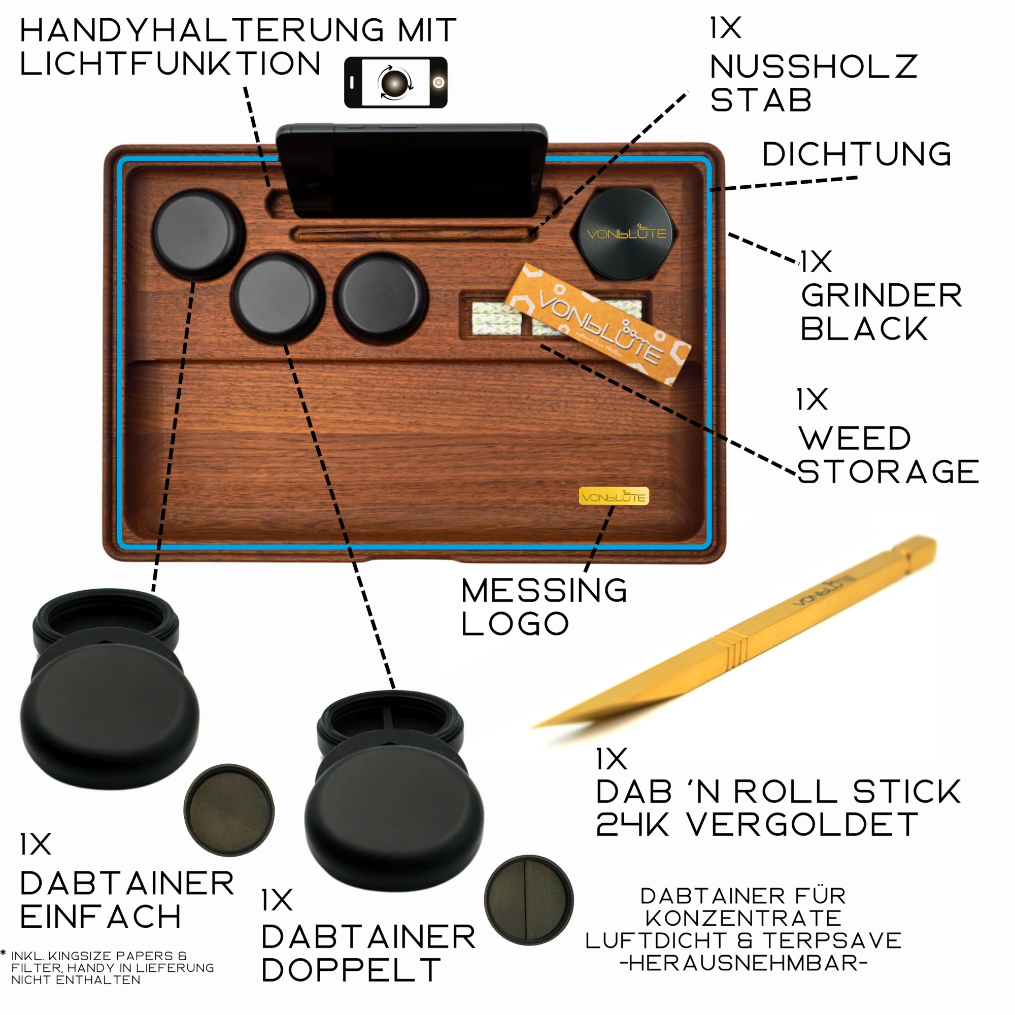 Rolling Tray Dab ’n Roll XT Blue Signature – Bild 9