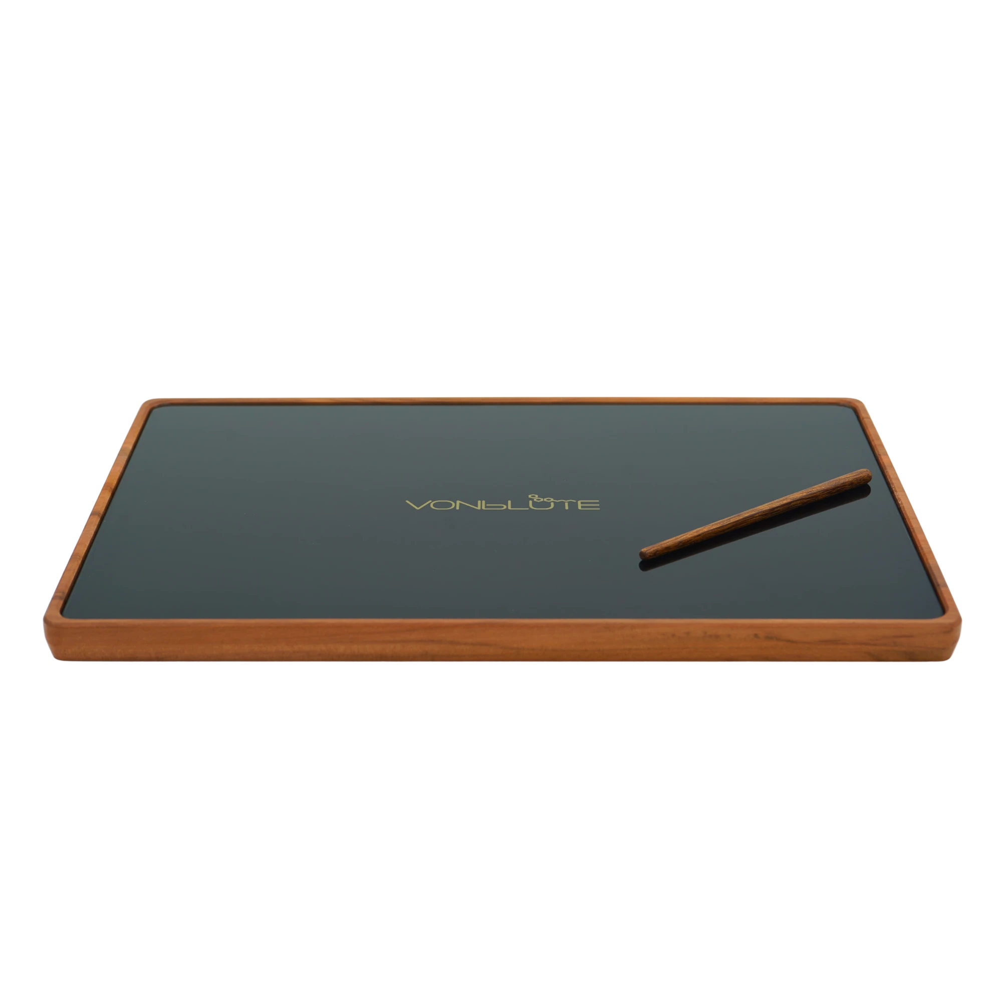 Rolling Tray Float Studio Black by VONbLÜTE® ein Rolling Tray aus Holz und Glas.
