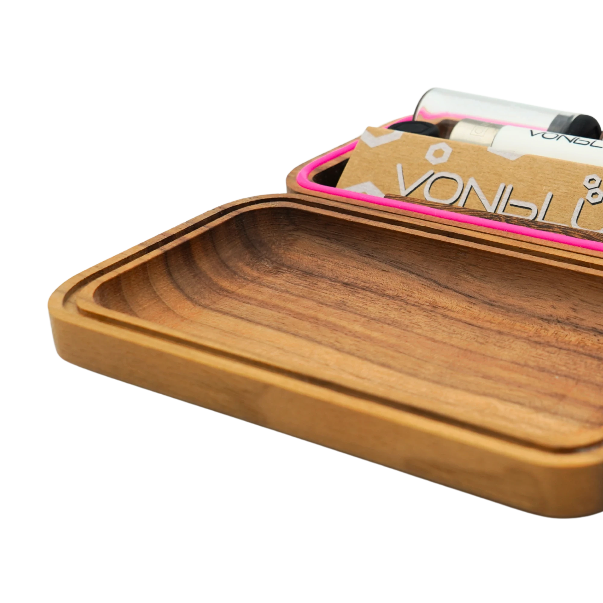 Pinkes Rolling Tray Rolletui® Mischschale frontal angebracht Deatailbild.
